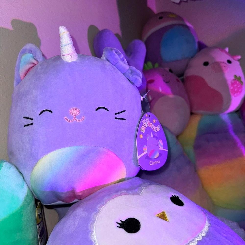 Squishmallow Cienna the Caticorn purple rainbow with bow Easter squad 8” plush - Picture 5 of 16
